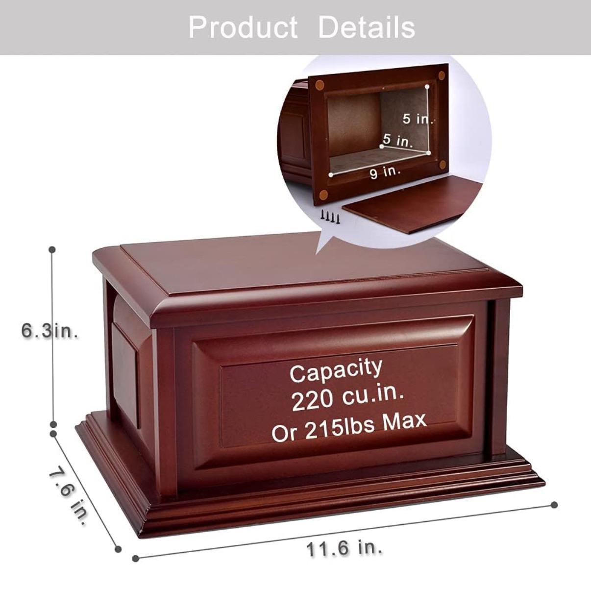 Urna de cremación personalizada - Madera de cerezo