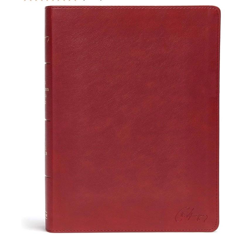 Biblia de estudio KJV Spurgeon personalizada - Tapa de piel sintética carmesí