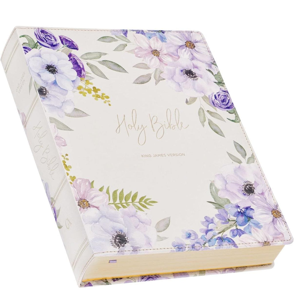 Personalized KJV Giant Print Bible - White Floral Vegan Leather
