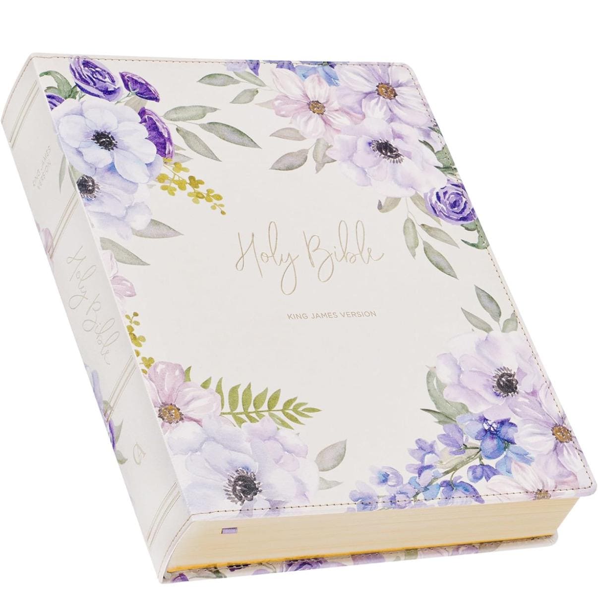 Personalized KJV Giant Print Bible - White Floral Vegan Leather