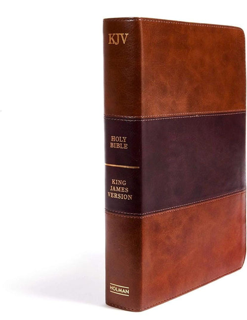 Nueva Biblia KJV de referencia con letra supergigante grabada con láser, tacto de cuero color café silla de montar, con índice, palabras de Cristo en rojo, texto Pure Cambridge, con sección para dedicatoria