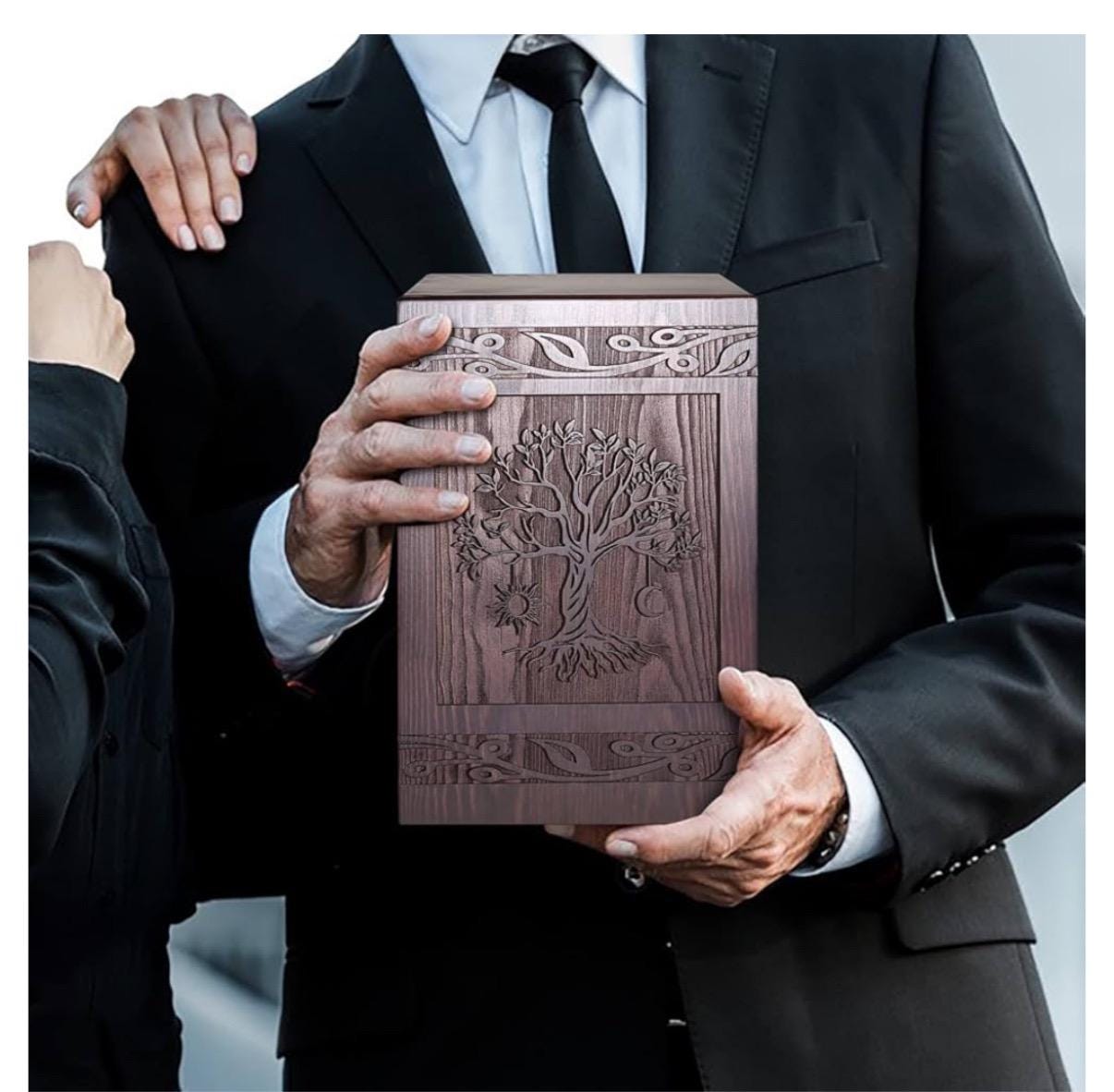 Personalized Cremation Urns Human Ashes Adult Male Female,Pine Wooden Tree of Life Urns Box for Ashes Men Women Child, holds 222 cubic inch