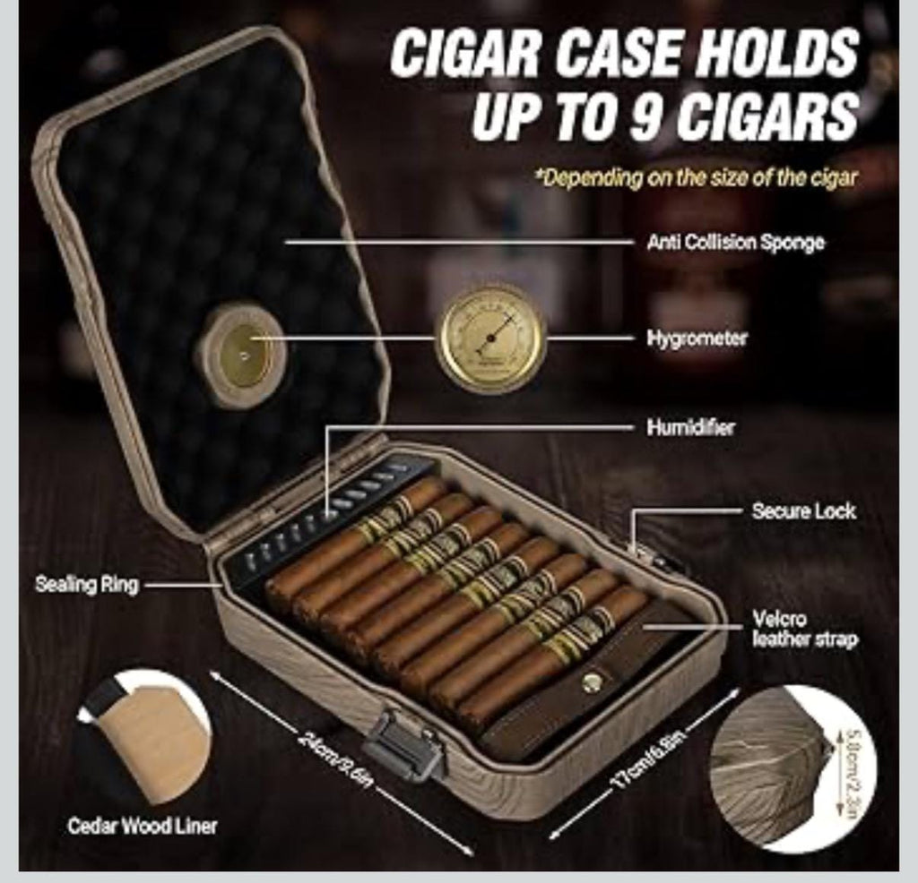 Personalized 2pc Cigar Humidor Set - Travel & Desktop, Lighter