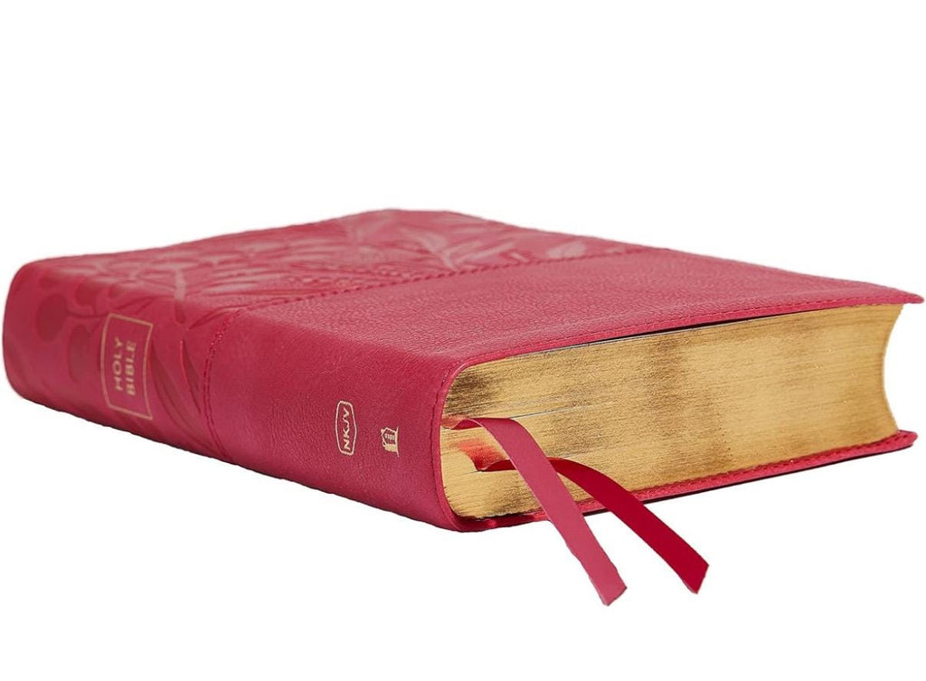Santa Biblia: Biblia de referencia RVR personalizada, tamaño personal, letra grande, piel sintética, rosada, palabras de Jesús en rojo, Comfort Print