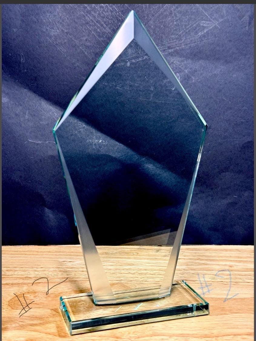 Personalized Crystal Anniversary Plaque - Custom Engraved Award