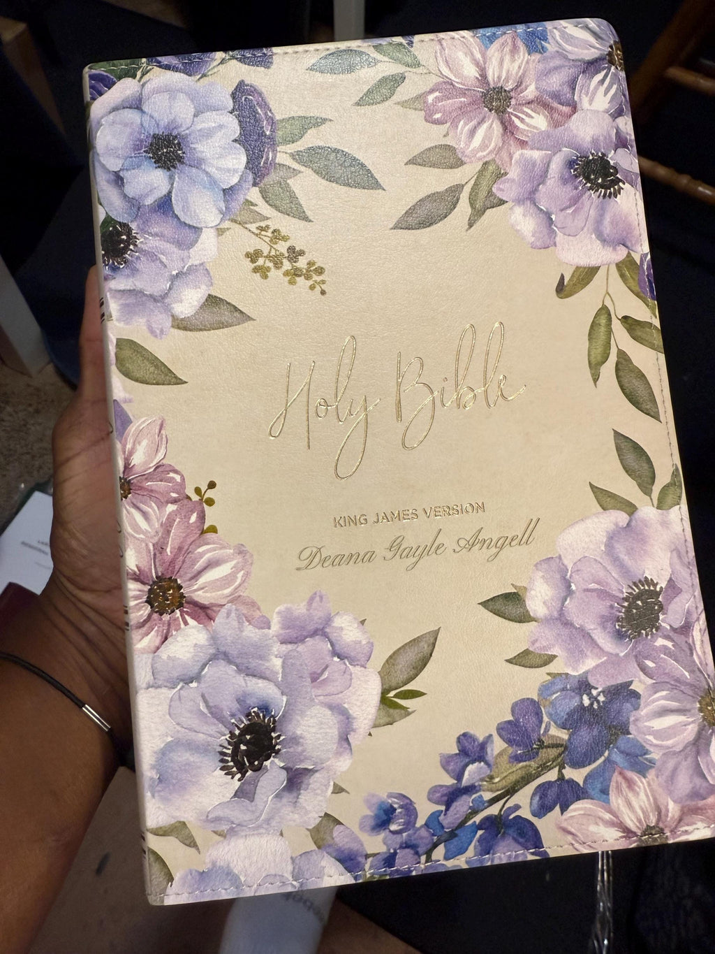 Personalized KJV Giant Print Bible - White Floral Vegan Leather