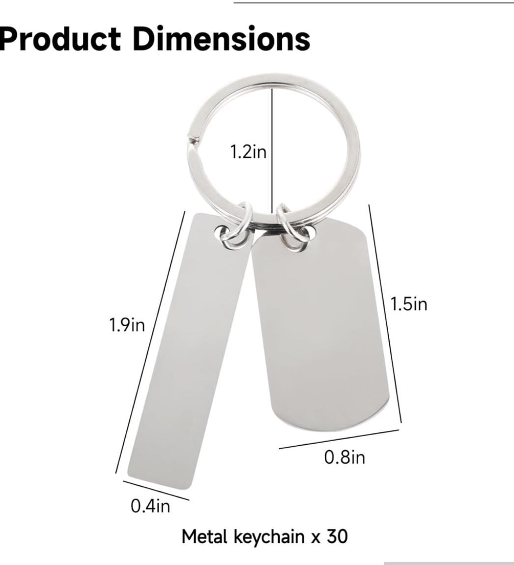 30pcs Stainless Steel Engravable Keychains