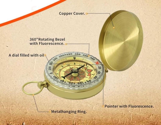 Personalized-Laser engrave on lid, Compasses |Brass Sundial Compass|Gold Compass| Kids Compass|Waterproof Compass|Pocket Compass