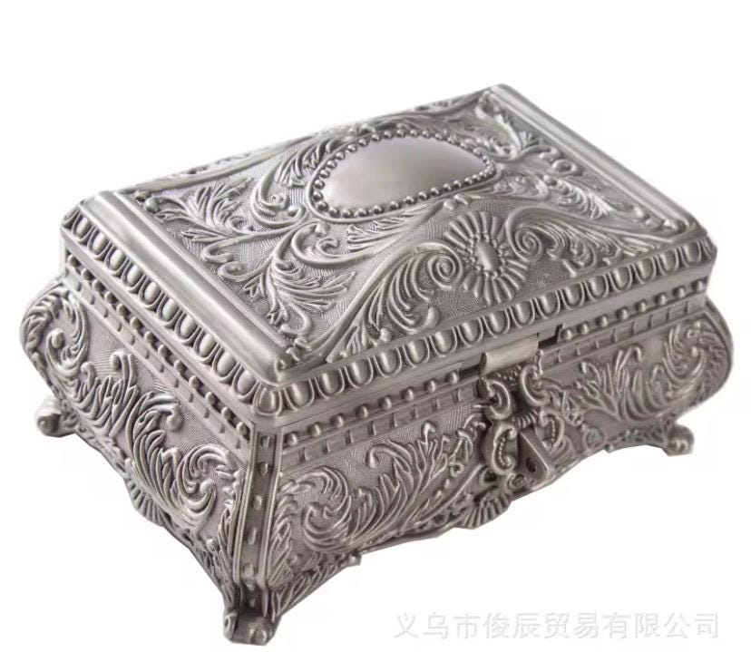 Personalized Large Pewter Jewelry Box, Blue Velvet Lining