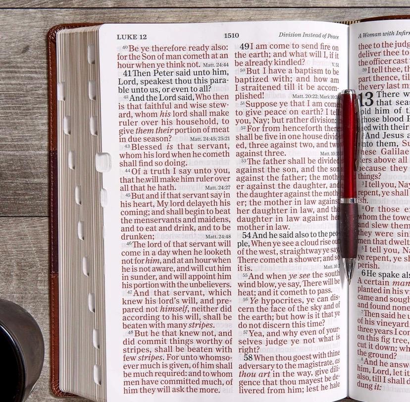 New Laser Engraved KJV Super Giant Print Reference Bible, Saddle Brown LeatherTouch, Indexed, Red Letter, Pure Cambridge Text, Presentation