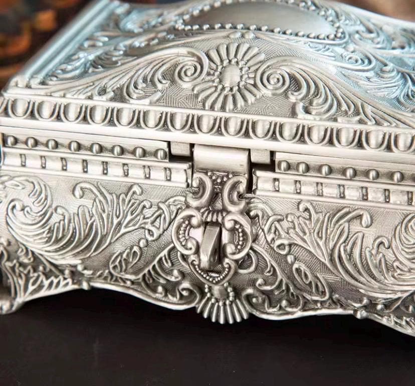 Personalized Large Pewter Jewelry Box, Blue Velvet Lining