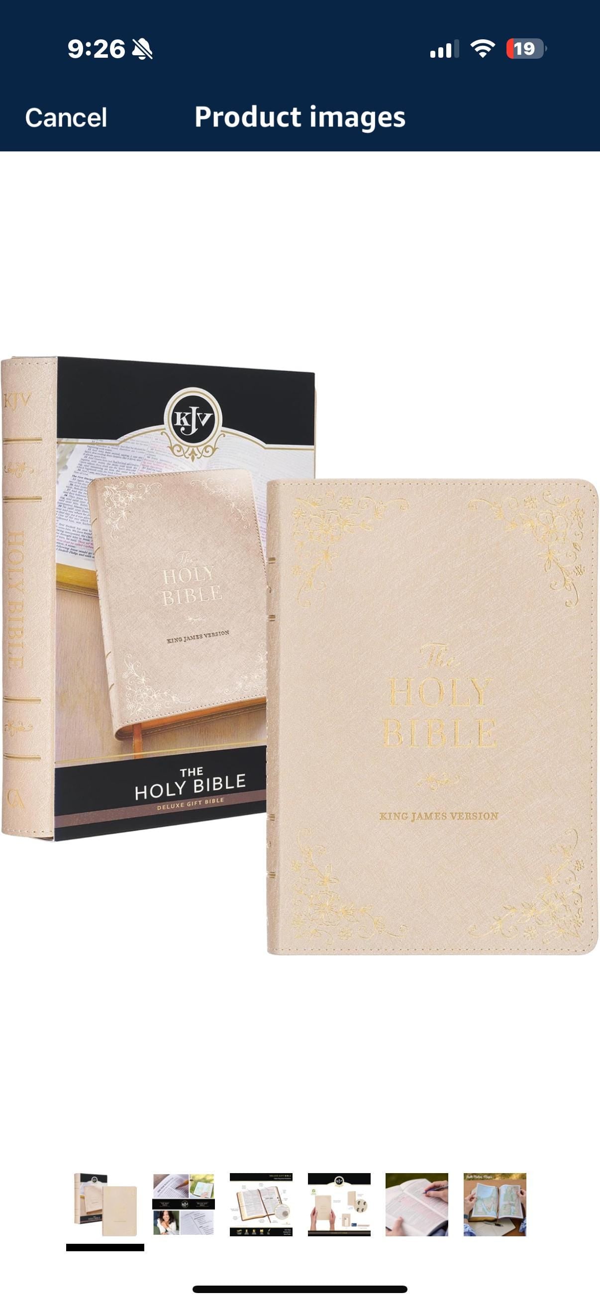 Personalized KJV Holy Bible, Standard Size Faux Leather Red Letter Edition Thumb Index, Ribbon Marker,  Pearlescent Taupe