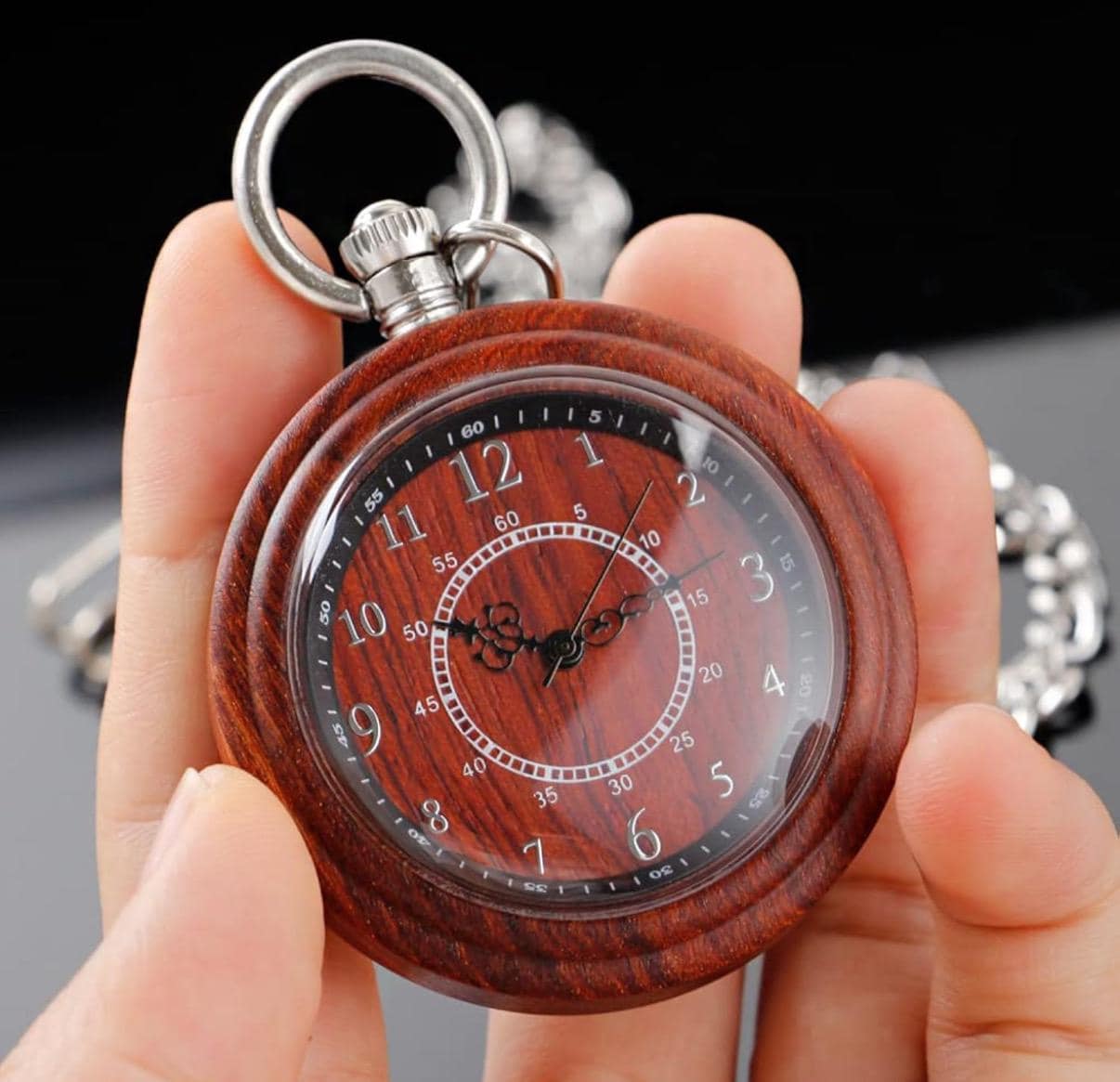 Customized Wooden Pocket Watches for Men Handmade Bamboo Wood Analog Quartz Custom Pocket Watch