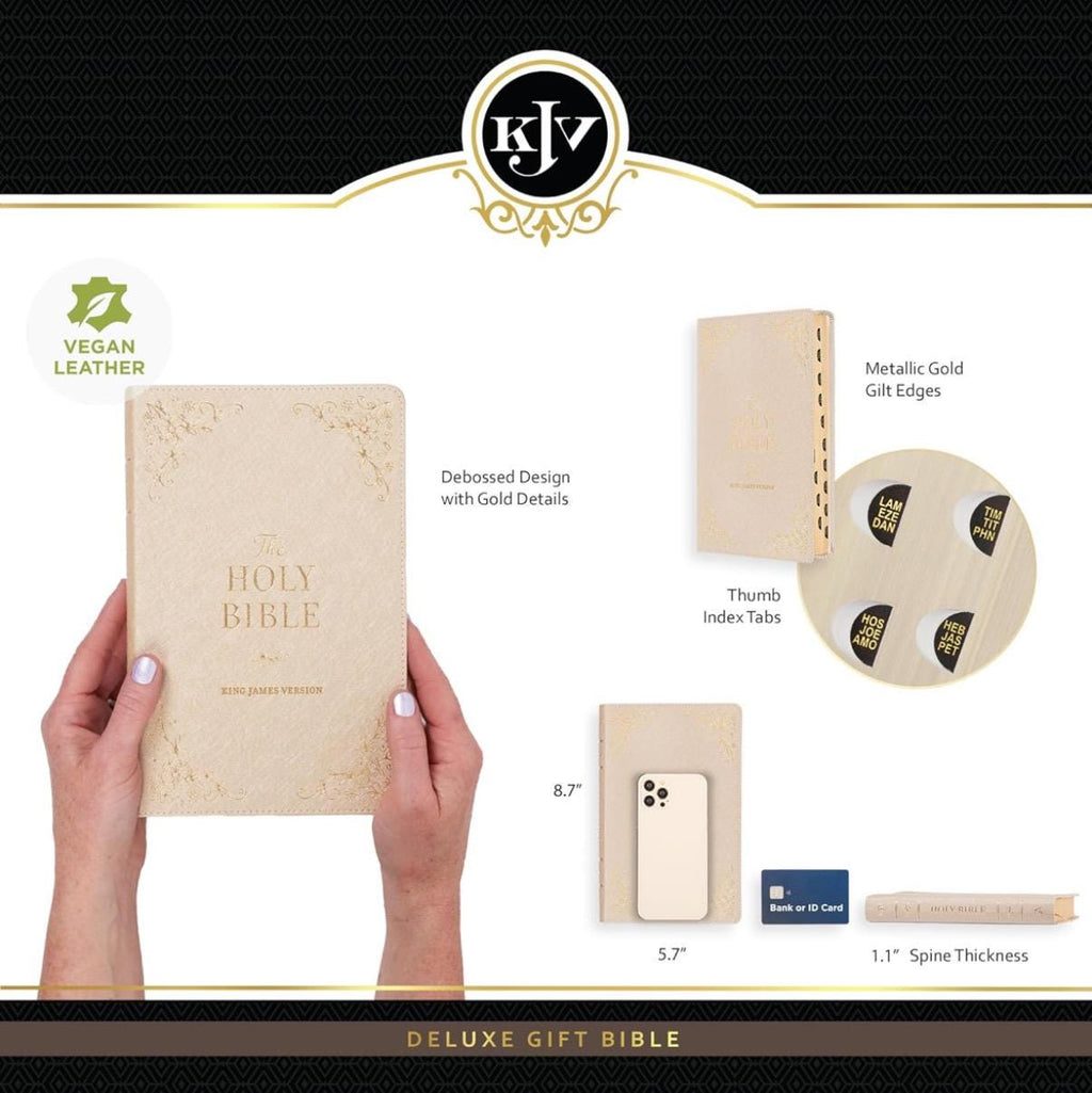 Biblia Sagrada KJV personalizada, tamaño estándar, letra roja de polipiel, índice de pulgar, marcapáginas de cinta, gris perla