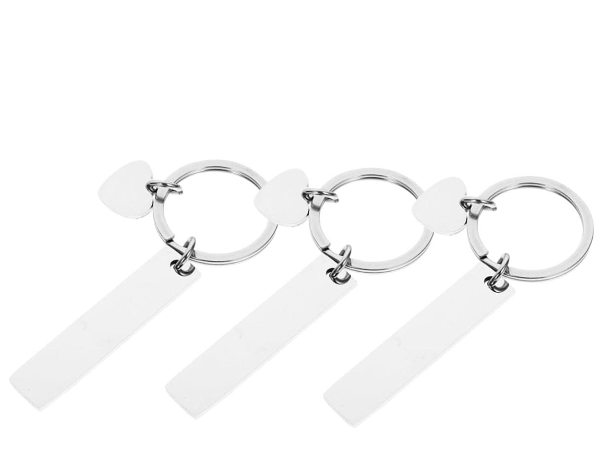 Personalized rectangular, heart keychain