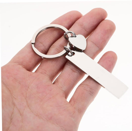 Personalized rectangular, heart keychain