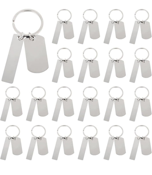 30pcs Stainless Steel Engravable Keychains