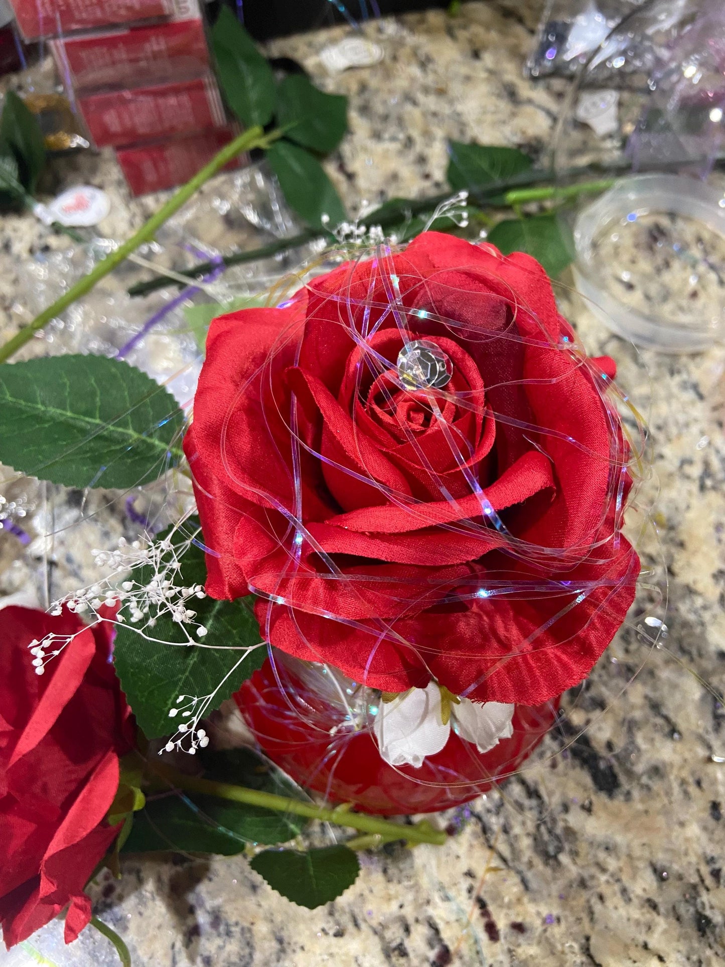 Personalized Christmas Anniversary Rose Dome