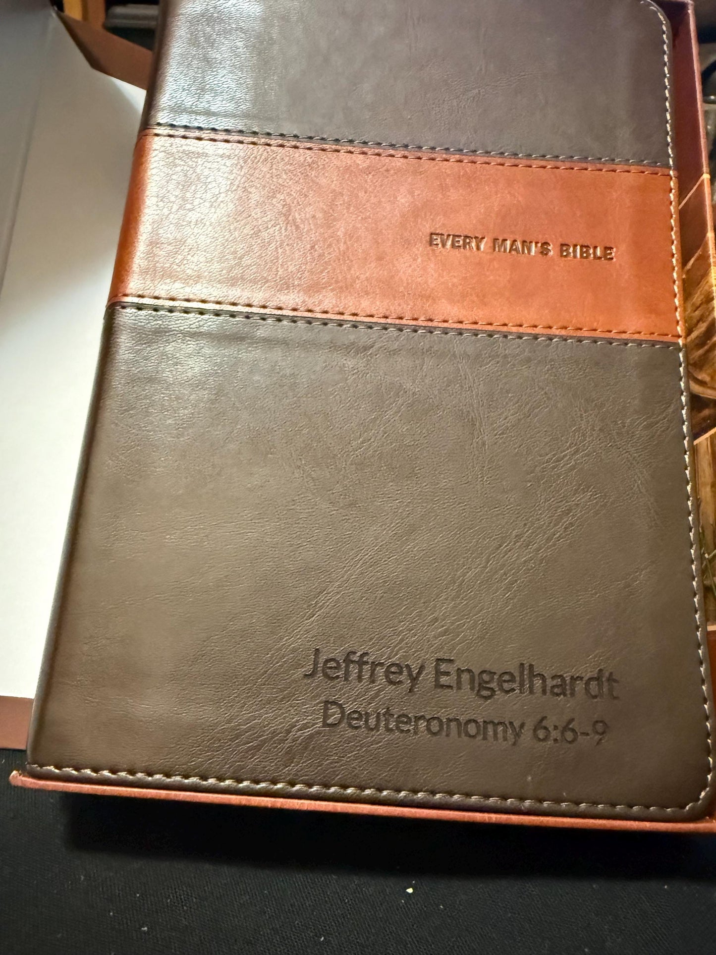 Personalized Every Man's Bible NIV, Deluxe Heritage Edition, TuTone (LeatherLike, Brown/Tan) – Study Bible for Men with Study Notes