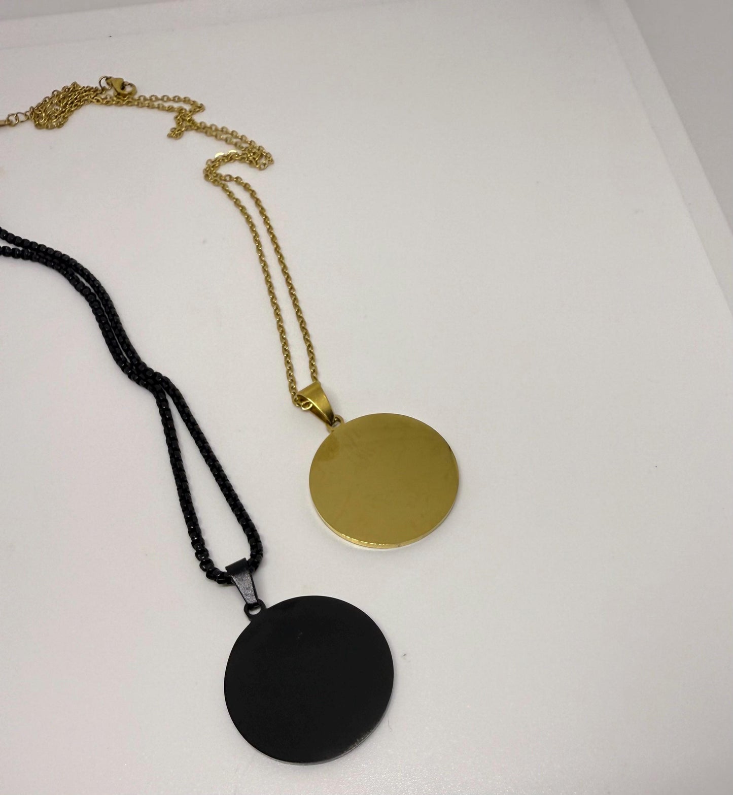 Personalized-Round 18k Gold SS Pendant Necklace