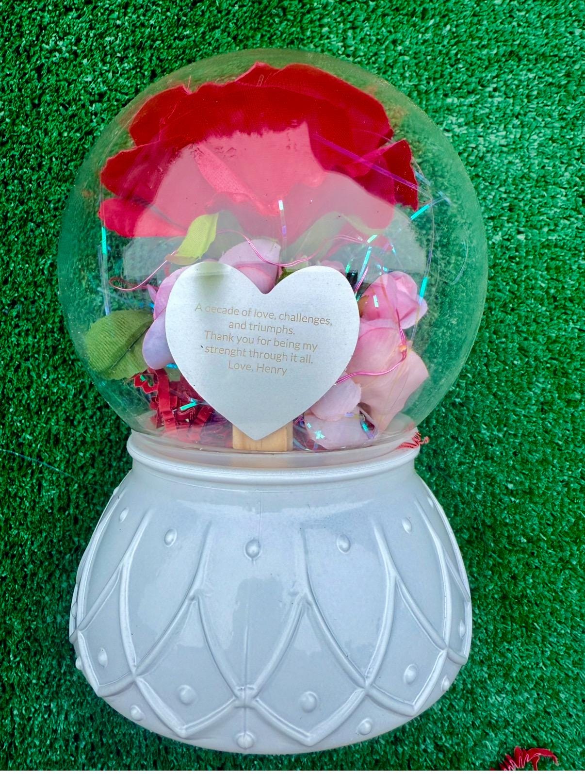 Personalized Christmas Anniversary Rose Dome
