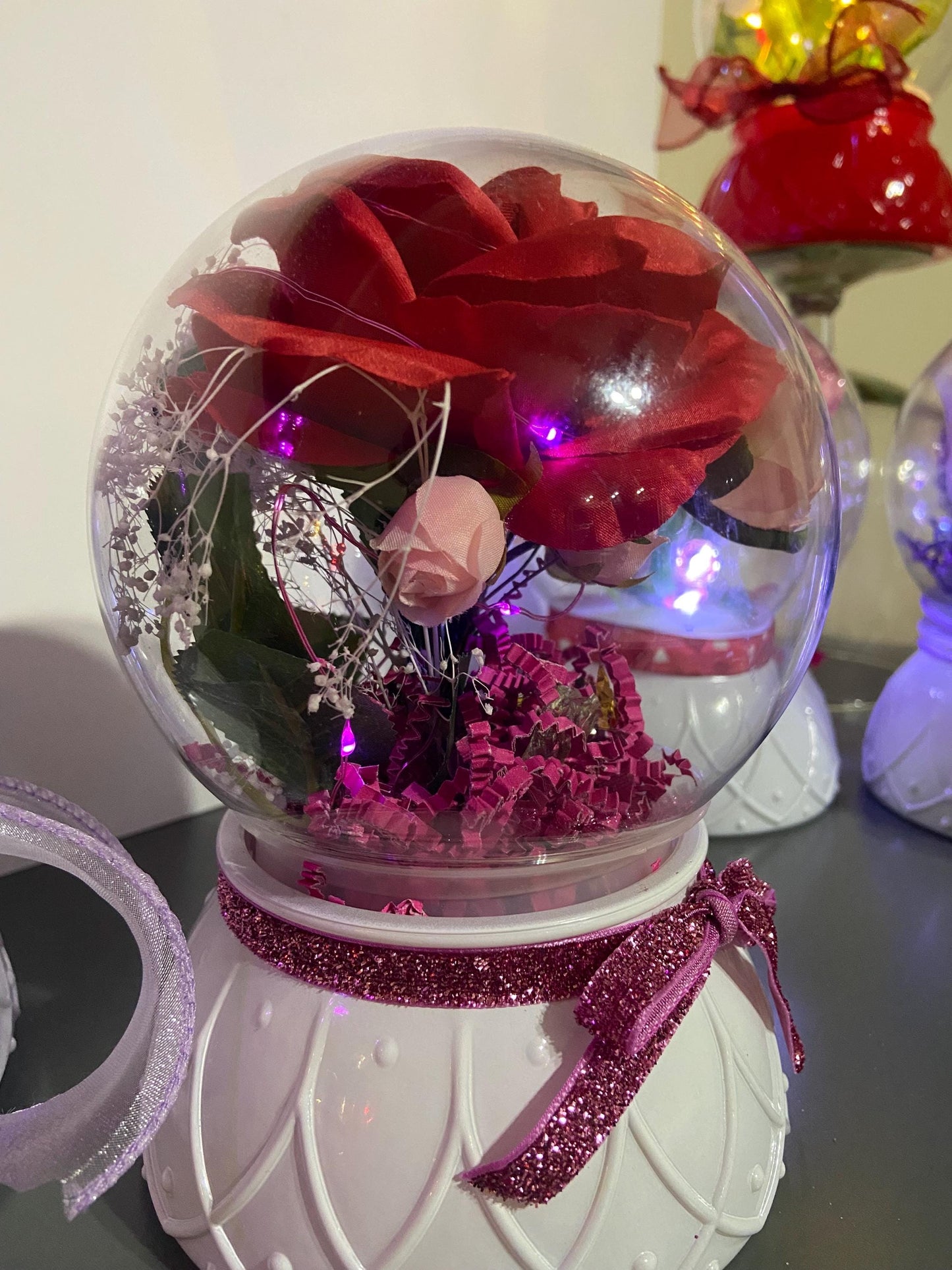 Personalized Christmas Anniversary Rose Dome