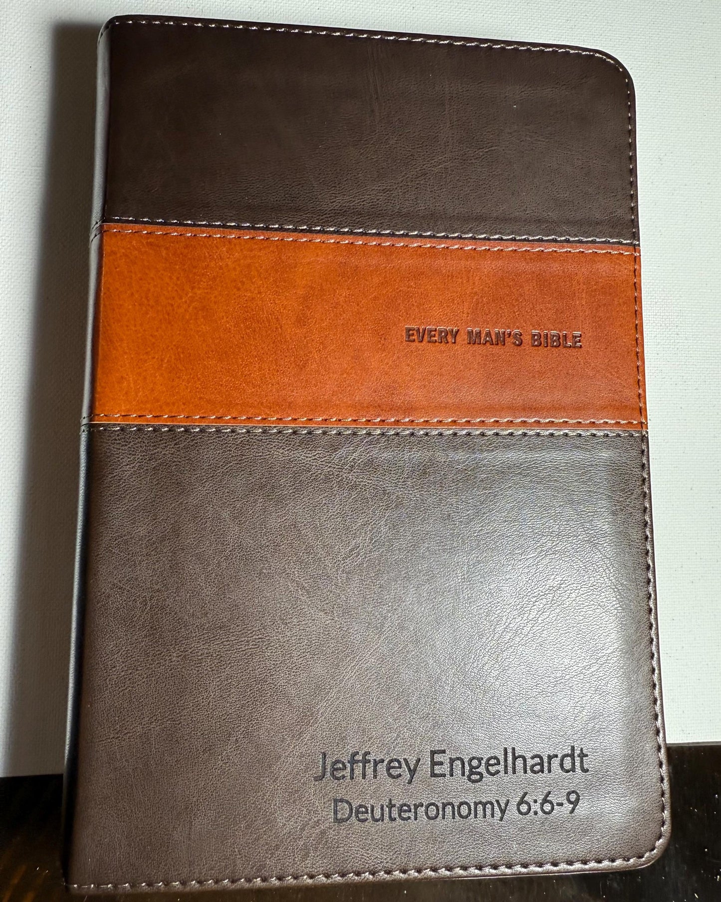 Personalized Every Man's Bible NIV, Deluxe Heritage Edition, TuTone (LeatherLike, Brown/Tan) – Study Bible for Men with Study Notes