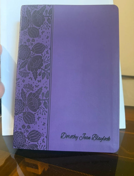 Personalized Purple Floral Print CSB Super Giant Print Reference Bible, Value Edition, 16 pt LeatherTouch, Red Letter, 10.7”