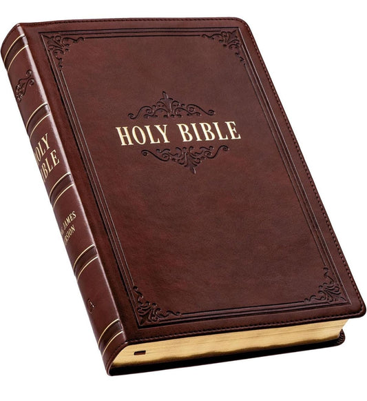 Personalized KJV King James Giant Print - Personal Size -Dark - Brown Luxleather* Gift Bible - Custom Lasered Engraved Name