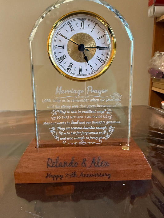 Personalized Wooden clock on base, Graduation, Son, Daughter, Mom, Retirement, Anniversary, Boss, Dad