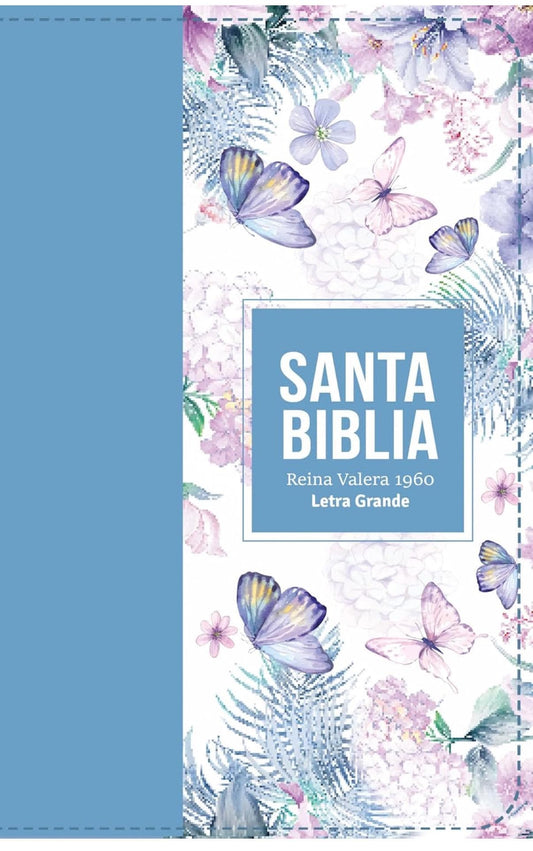 Spanish edition Biblia RVR 1960 Letra Grande Tamaño Manual Símil Piel Azul Acero Claro(Bible RVR 1960 Large Print Leather
