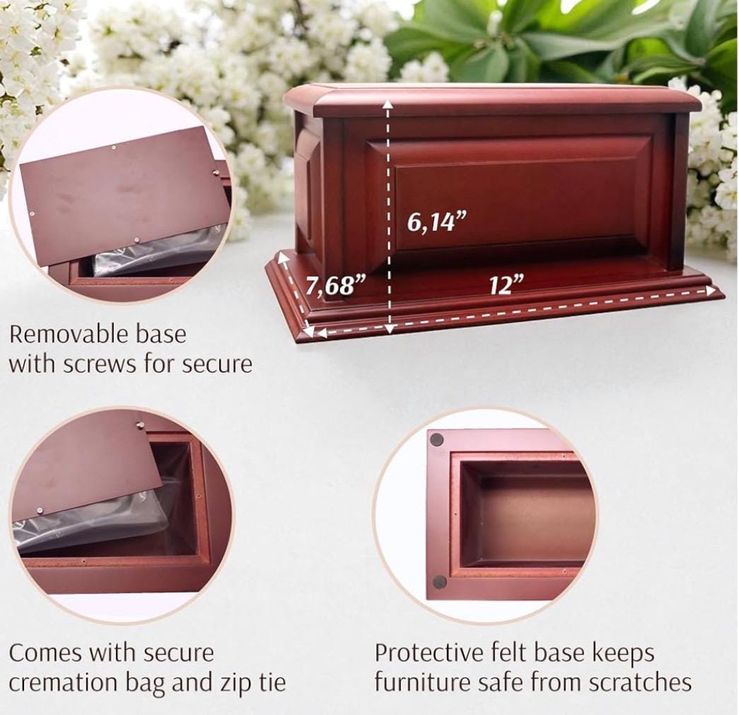 Personalized Funeral Memorial Urns for Ashes Adult Men and Women, Wooden Decorative Urn Box and Casket for Men Women, Burial Urn for Adults