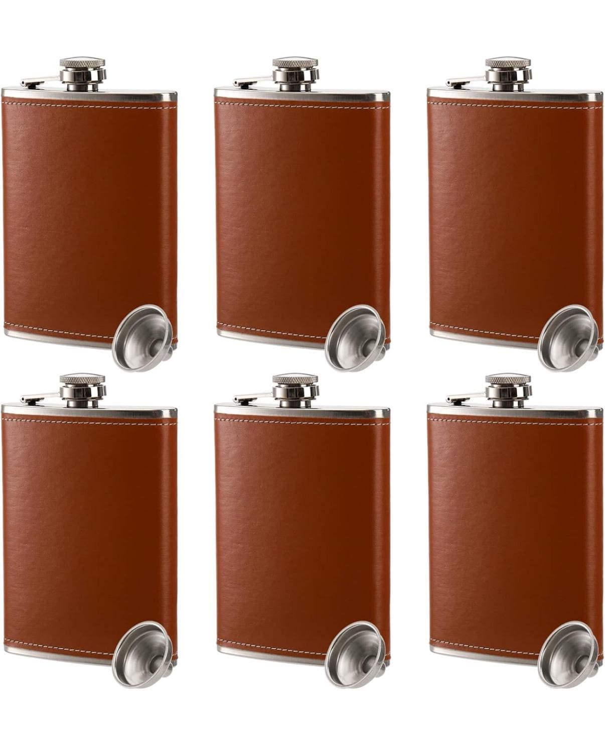Personalized 8oz Leather Flask 6 pk