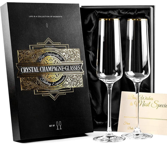 Wedding toasting flutes , Gold trim