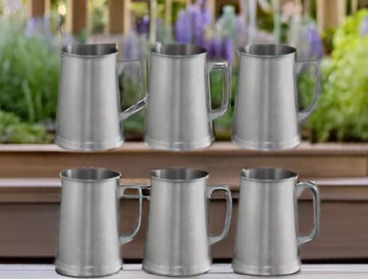 Personalized Stainless Steel Beer Stein Mug 13.5 oz. Set of 6, Bulk Pack - Groomsman, Tailgating , Pub - Silver