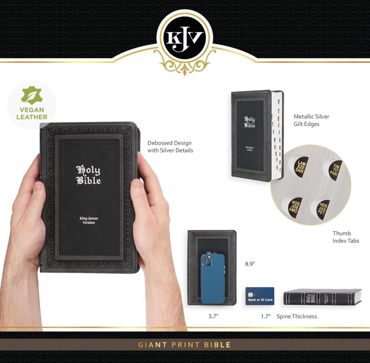 Personalized KJV Holy Bible, Giant Print Standard Size Faux Leather Red Letter Edition