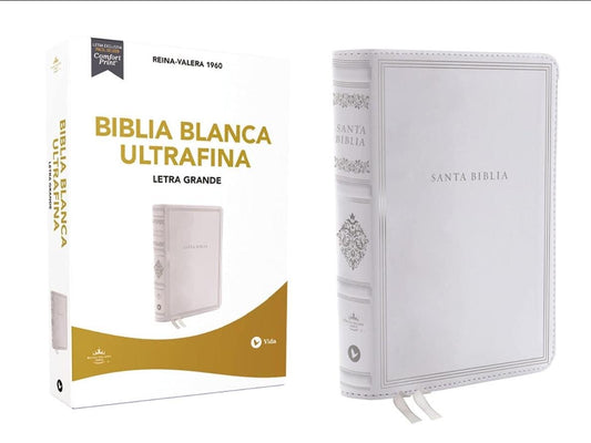 Engraved RVR60 Reina Valera 1960 Bible, Leathersoft White, Large Print