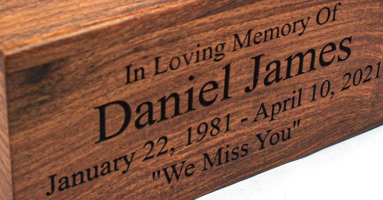 Personalized Black Walnut Wooden Cremation Urn for Human Ashes Handcrafted TSA Approved Urn