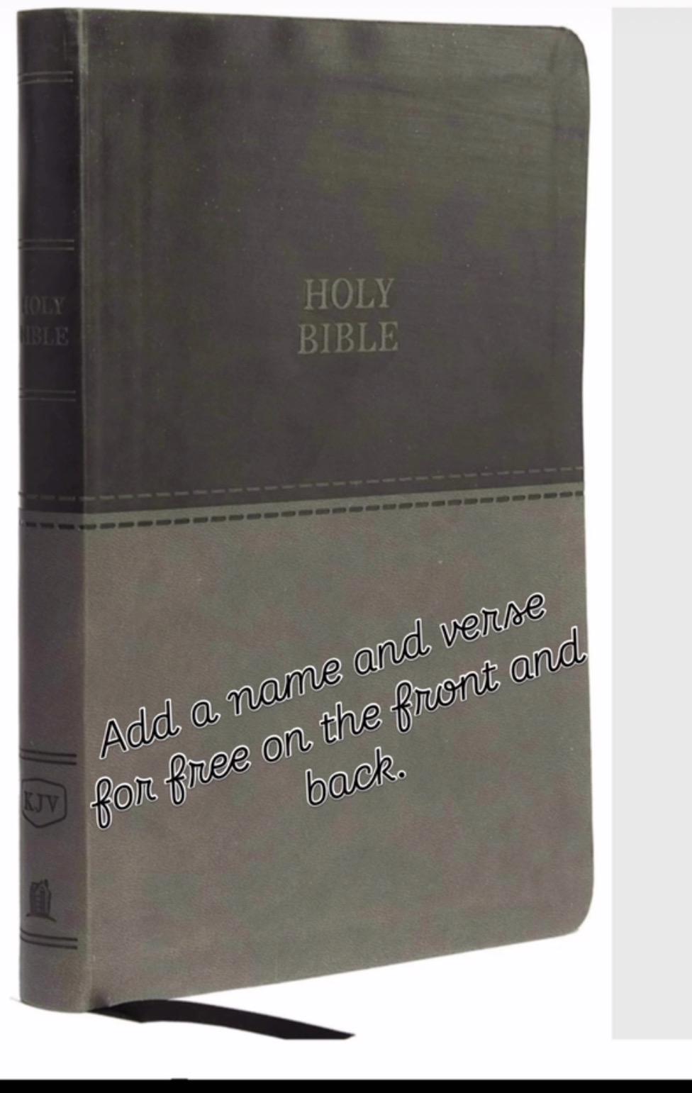Personalized KJV Holy Bible  Large Print Thinline, Gray Leathersoft, Red Letter, Comfort Print: King James Version