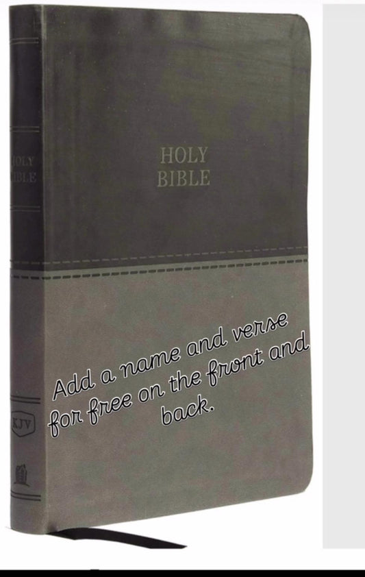Personalized KJV Holy Bible  Large Print Thinline, Gray Leathersoft, Red Letter, Comfort Print: King James Version