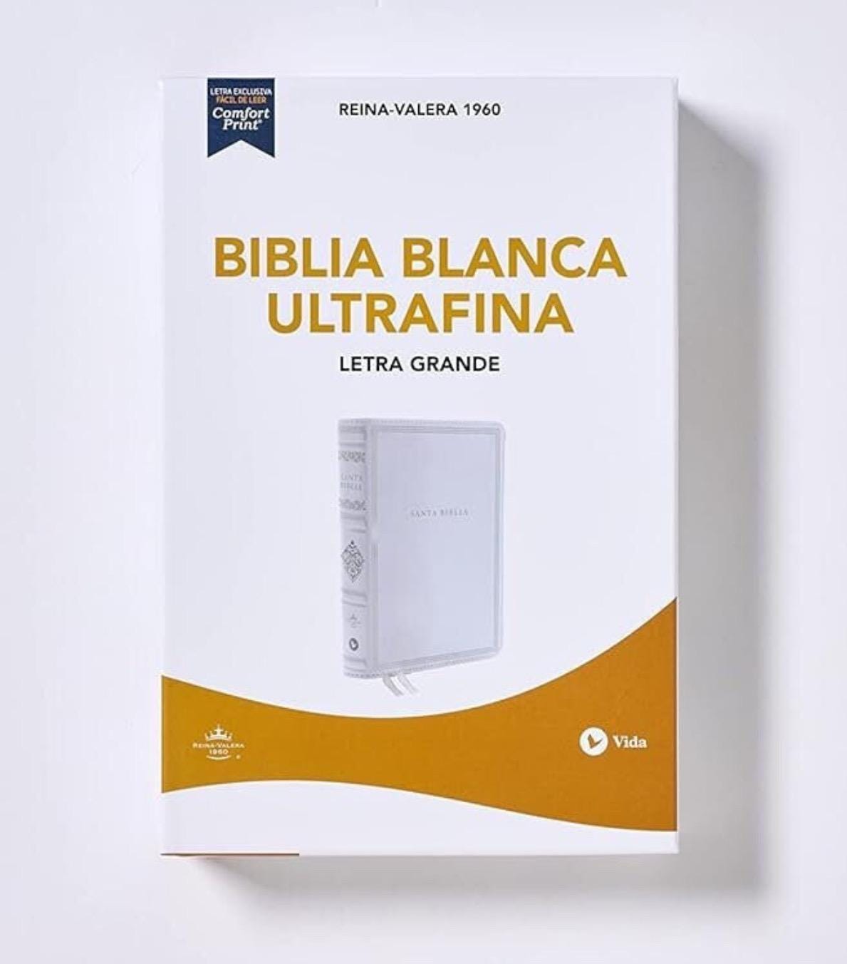 Engraved RVR60 Reina Valera 1960 Bible, Leathersoft White, Large Print