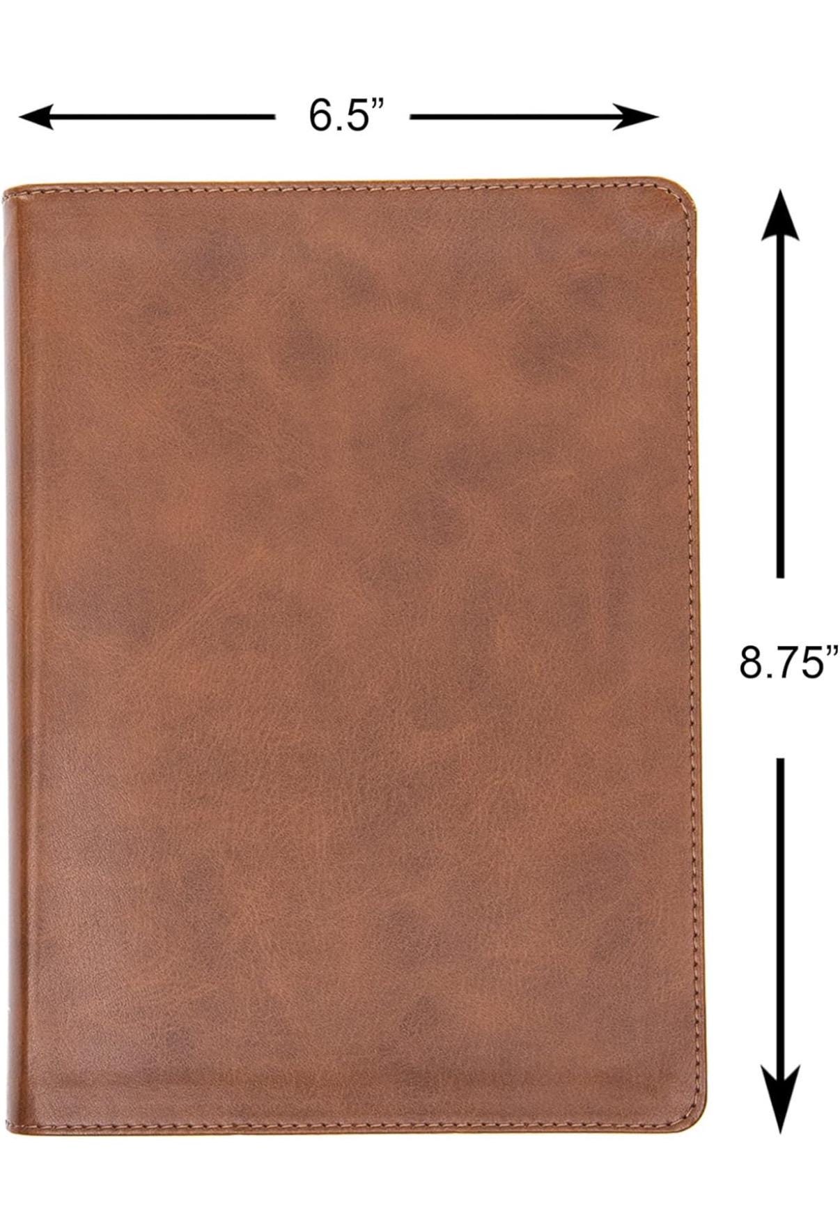 Personalized Saddle LeatherTouch Bible, Wide Margin Journaling
