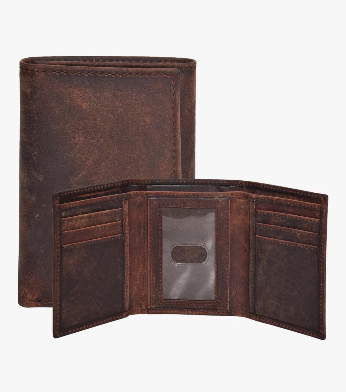 Personalized  Leather Mens Trifold Wallet