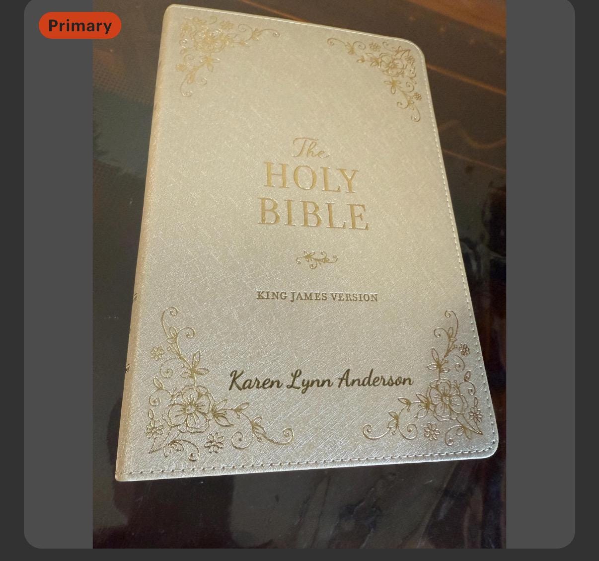Personalized KJV Holy Bible, Standard Size Faux Leather Red Letter Edition Thumb Index, Ribbon Marker,  Pearlescent Taupe
