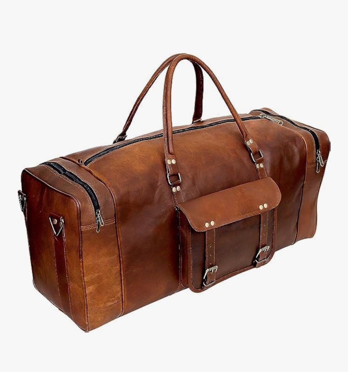 Personalized Leather Duffle Bag for Men Luggage Handmade Travel Bag Carry On Luggage Weekender Bags Overnight Gym Sports