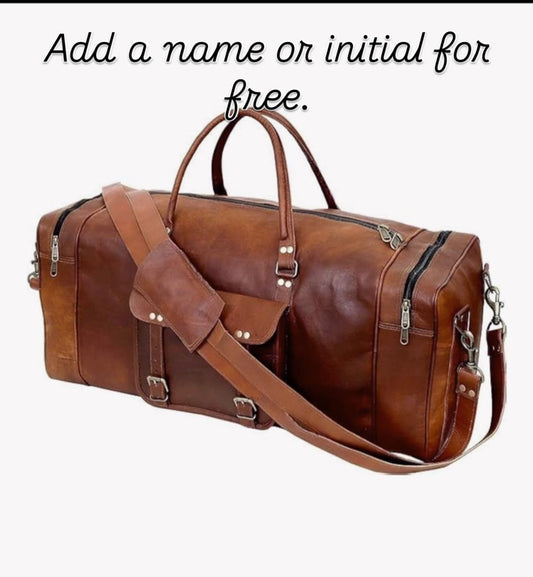 Personalized Leather Duffle Bag for Men Luggage Handmade Travel Bag Carry On Luggage Weekender Bags Overnight Gym Sports