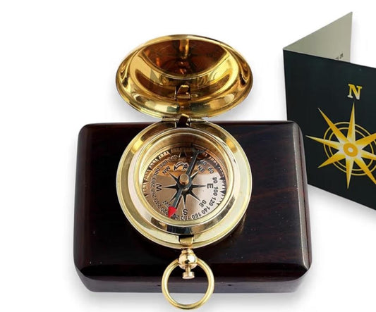 Backpacking Navigation Handmade Brass Personalize Compass for Best Man Get Well Hiking Camping Hunting Trekking Sailing Adventure Travelling