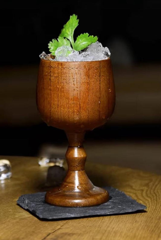 Personalized Wooden Wine Goblet Drinking Cup, Wooden Goblets for Drinking Wine, Whiskey & Mead – Natural Eco,Premium Solid Wood Cup