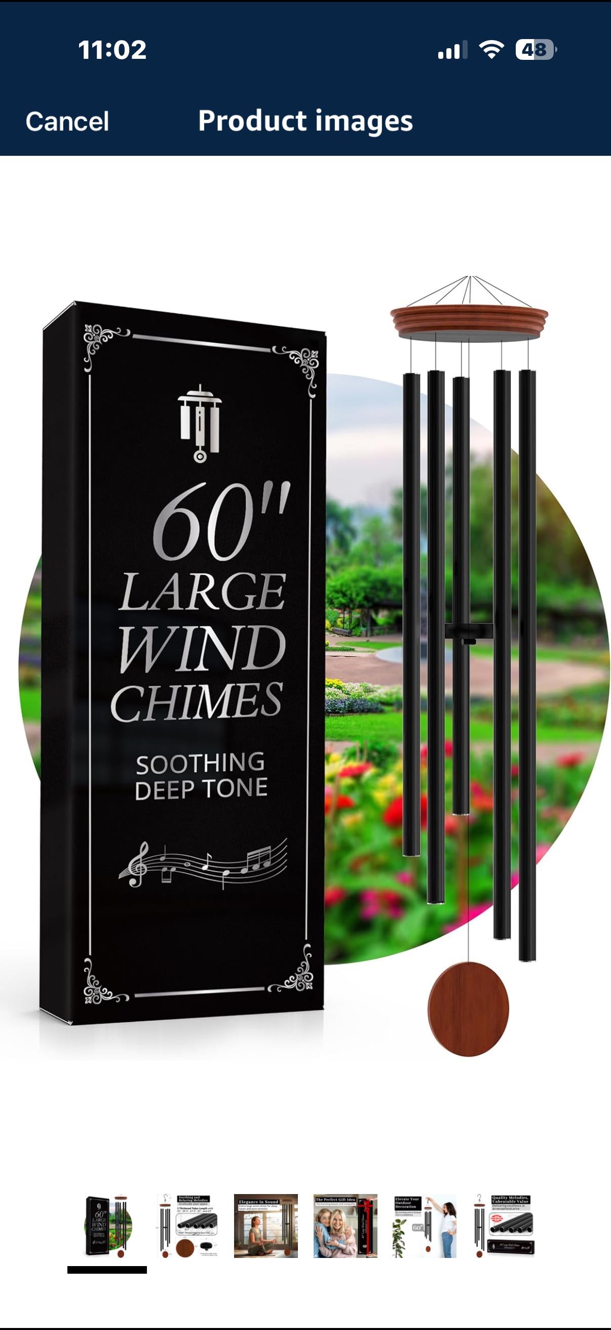 Personalized 60" Extra Large Wind Chimes for Outside Deep Tone - Soothing Wind Chimes Outdoor Unique