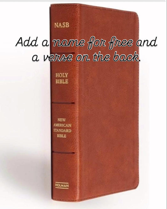 NASB Large Print Personal Size Reference Bible, Burnt Sienna LeatherTouch, Red Letter, Engraved Bible, Personalized Bible, Baptism Gift